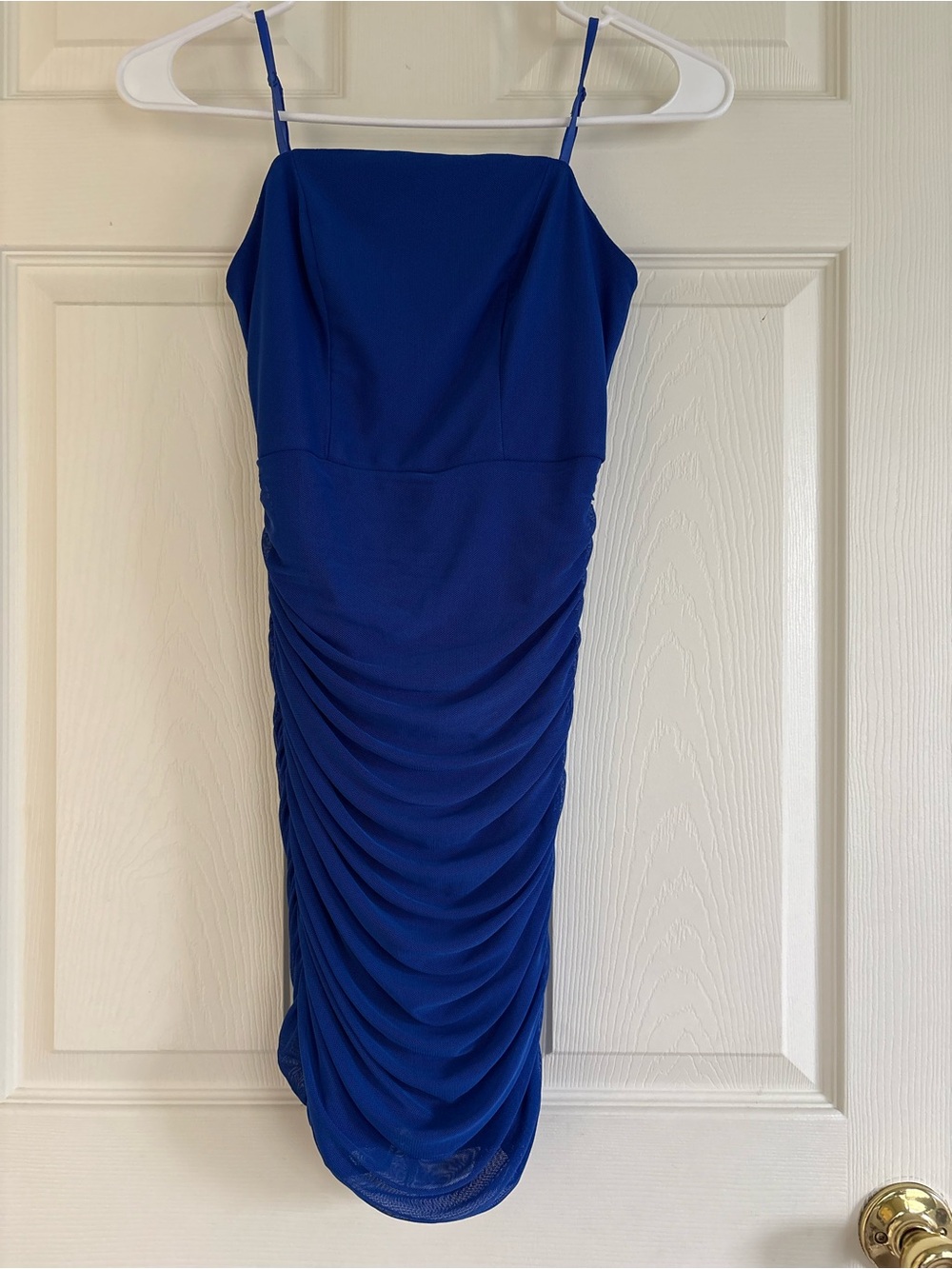 Royal Blue Ruched Spaghetti Strap Dress